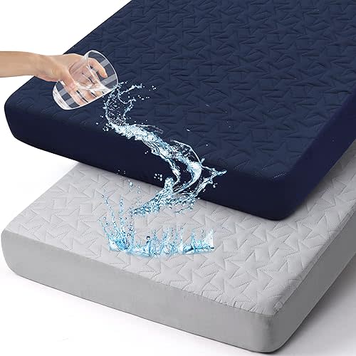 Baby Waterproof Crib Mattress Protector: 2-Pack Crib Mattress Protector Pad Sheets - Soft and Quilted Toddler Mattress Protector for Standard Baby Crib - Fitted Baby Bed Mattress Covers for Boys Girls
