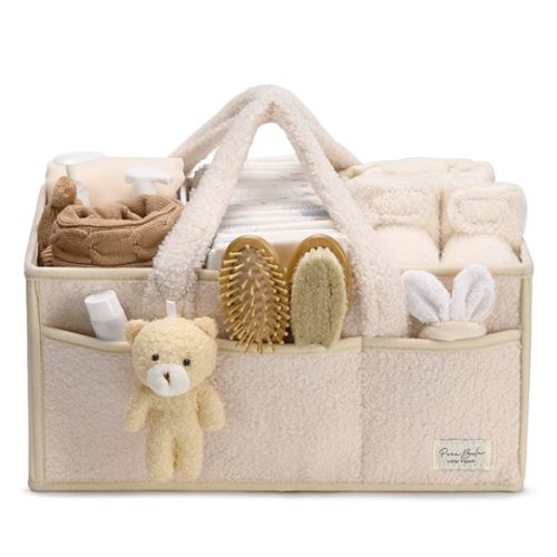 PeraBella Baby Diaper Caddy Organizer - Changing Table & Car Caddy, Nursery Diaper Storage Basket for Diapers & Wipes