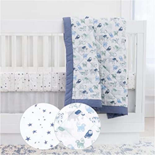 aden + anais Essentials 3-Piece Crib Bedding Set, Baby Bedding Bundle, Cotton Blanket, Crib Sheet, Crib Skirt, Time to Dream
