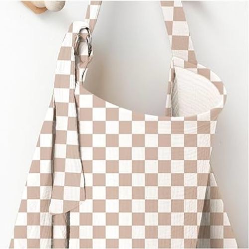 Muslin Nursing Covers for Breastfeeding, Privacy Breast Feeding Cover with Arch Neckline for Mom and Baby, Breathable 100% Cotton Nursing Apron Multi-use Stroller Cover