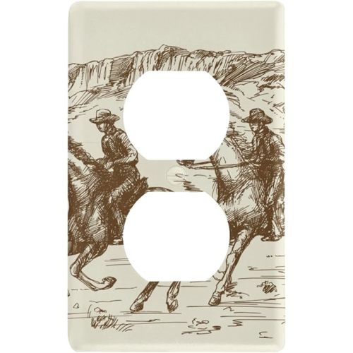 Western Desert Cowboy Wall Plate, Duplex Outlet Covers Switch Plate, Light Switch Plate Cover for Bedroom Kitchen Home Decor, Standard Size
