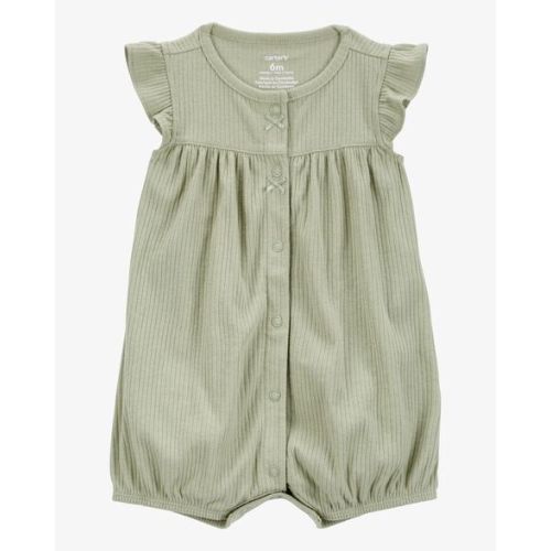 Baby Cotton Rib Short-Sleeve Romper - Green - Carter's | Carter's