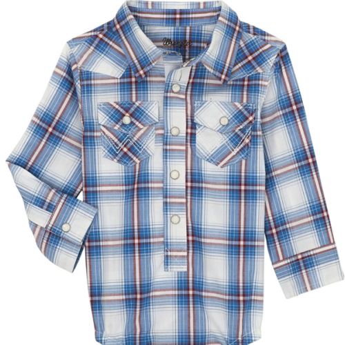 Wrangler Infant Boys' Plaid Print Long Sleeve Snap Western Onesie | Boot Barn