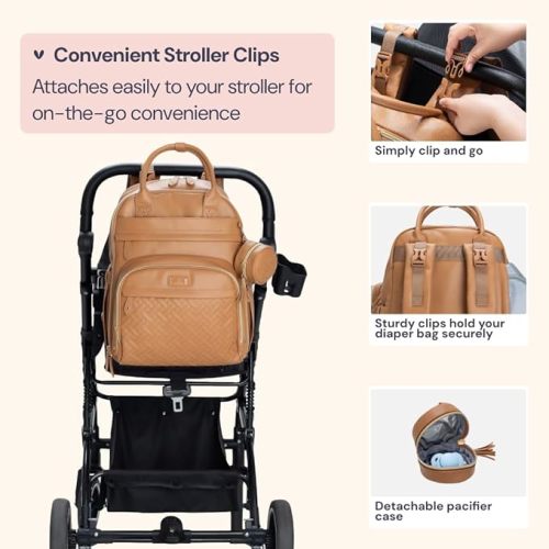 BabbleRoo Diaper Bag Backpack, Baby Essentials Travel Bag with Changing Pad, Stroller Straps & Pacifier Case