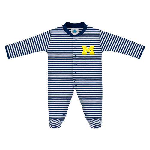 Michigan Wolverines Striped Footed Romper | College Baby