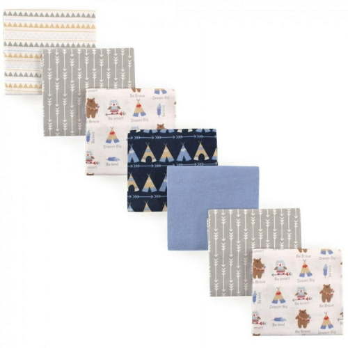 Luvable Friends Soft Cotton Flannel Receiving Blankets Set for Newborn Baby Boy, Bear Owls Design
