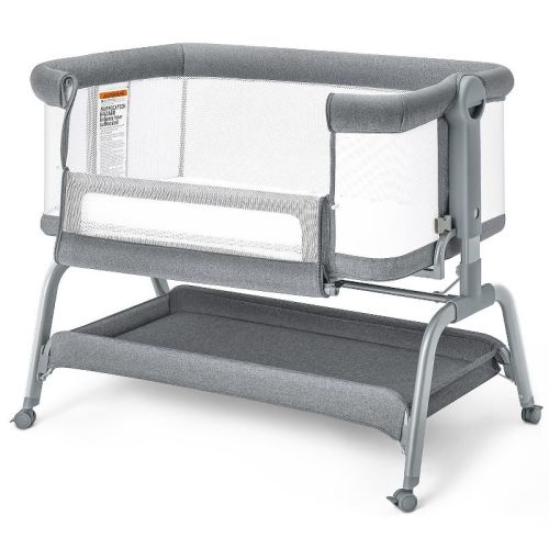 Babybond Baby Bassinet 3 In 1 Bedside Sleeper With Soft Mattress And Sheet 6 Height Adjustable Cosleeper Bedside Crib Gray