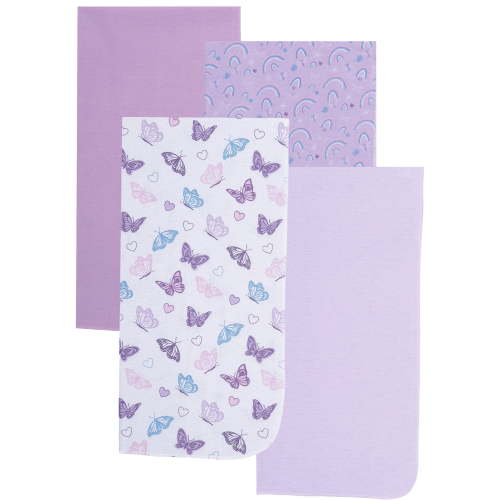 EVERYDAY KIDS 4 Pack Flannel Receiving Baby Blanket Set - Butterflies/Rainbows