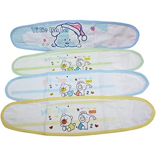 Liitrton 4 PCS Cartoon Pattern Cotton Baby Infant Umbilical Cord Belly Band for 0-12 months (Random Color)