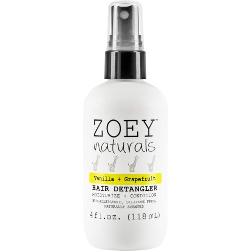 Zoey Naturals - Vanilla Grapefruit Hair Detangler Spray for Kids - Moisturizes Scalp & Fights Tangles & Dry Hair - Non-Toxic Tear-Free Leave-In Conditioner Treatment for Babies - Made in the USA, 4 Oz