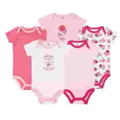 Hudson Baby Short Sleeve Bodysuits, 5-Pack, Newborn- 24 Months