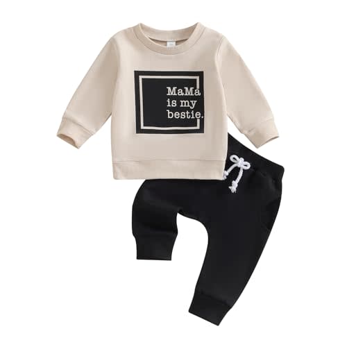Toddler Baby Girl Clothes Long Sleeve Letter Print Sweatshirt and Stretch Jogger Pants Newborn Fall Winter Outfit