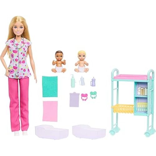 Barbie Careers Baby Doctor Playset with Blonde Fashion Doll, 2 Baby Dolls, Exam Table & Accessories