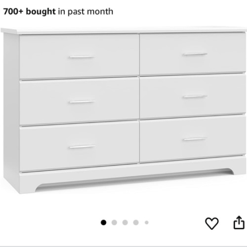 Storkcraft Brookside 6 Drawer Double Dresser (White) – GREENGUARD Gold Certified, Dresser For Nursery, Kids, Chest Of Drawers