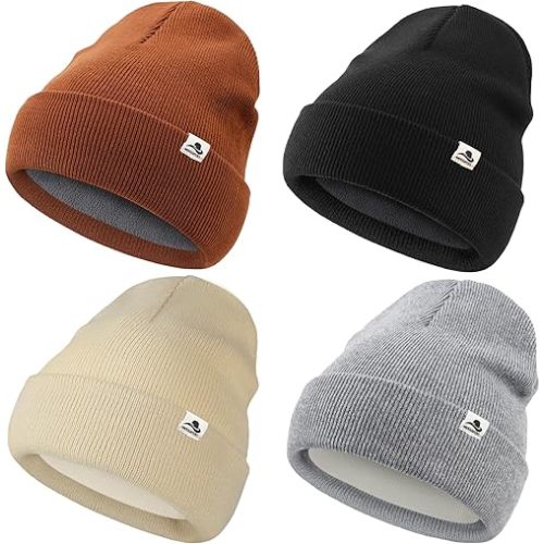 4 Pack Toddler Beanie Baby Beanie Fleece Lined Knitted Winter Hats
