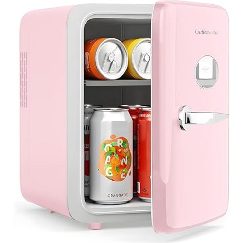 Skincare Fridge - 4L Makeup Fridge for Refrigerating Makeup, Skincare and Food, Mini Fridge for Bedroom, Office and Car, Cooler and Warmer, Beverage Cooler, Leather Pink