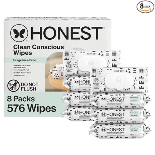 The Honest Company Hypoallergenic Multi-Use Baby Wipes for Sensitive Skin Baby Pattern Play 576 Count