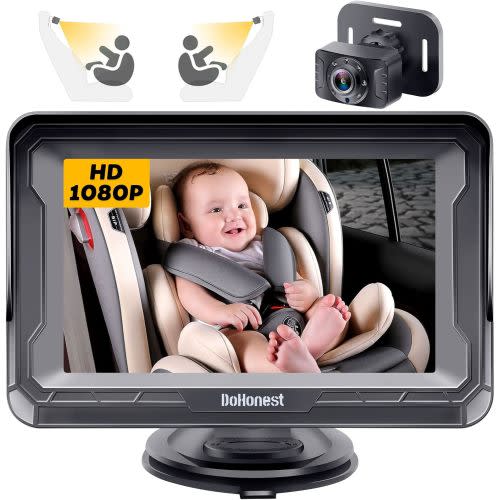 DoHonest Baby Car Camera HD 1080P - Rear-Facing Car Baby Monitor with Night Vision, Adjustable View Angle, Easy Setup, Anti-Glare Display, Safety for Kids & Infants
