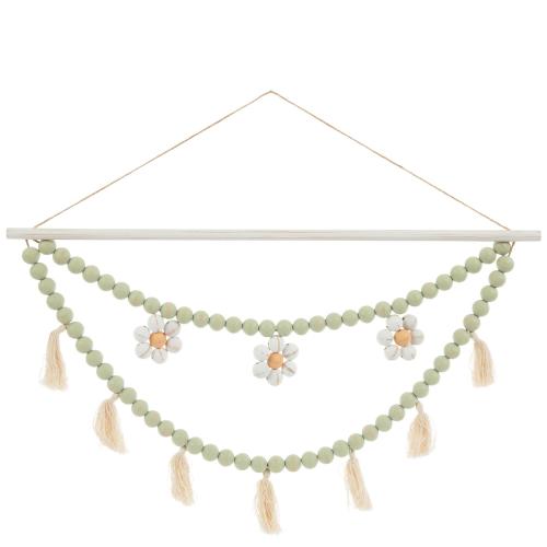 Daisy Wood Bead Tapestry Wall Decor