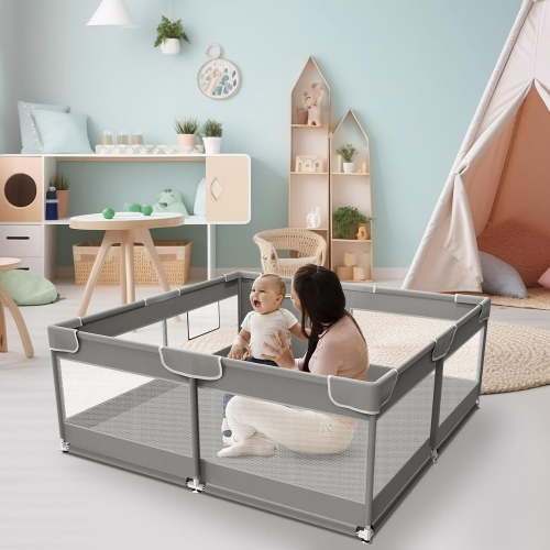 Baby Playpen 50 x 50 inch Pack and Play Playard for Indoor Babies and Toddlers Fence Play Pen with Soft Breathable Mesh