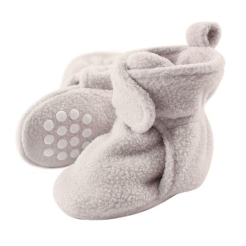 Luvable Friends Baby And Toddler Cozy Fleece Booties, Gray, 0-6 Months