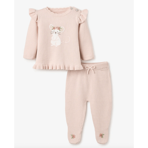 Meadow Mouse Sweater & Footed Pant Set