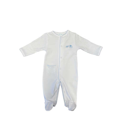 Lyda Baby Blue Mama Elephant Footie – Noah's Nook Boutique