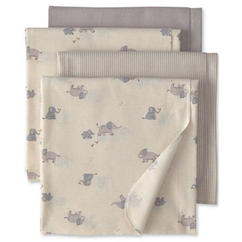 Baby Boys' and Baby Girls' Elephant Receiving Blankets, 4-Pack