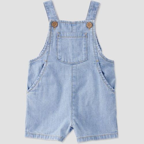 Little Planet by Carter's Organic Baby Chambray Shortalls - 9M: Lightweight Sleeveless Romper with Kangaroo Pocket