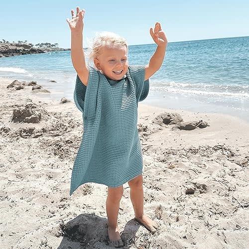 ZICOTO Soft Hooded Beach Towel for Kids - Cute Towel for Babies and Toddler Made of Waffle Cotton - Perfect Lightweight and Absorbent for Bath, Beach, Pool