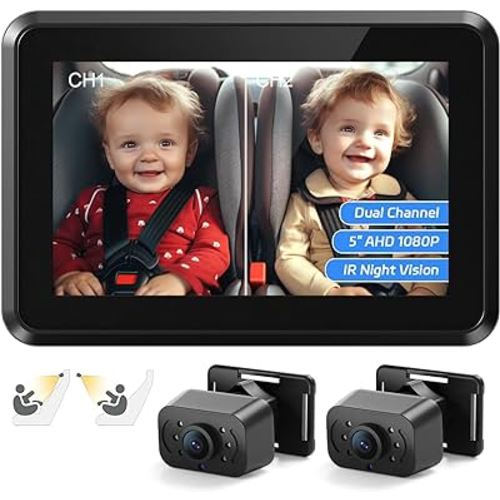 Itomoro Baby Car Mirror,HD Dual Channel with 2 IR Night Vision Camera, 5 Mins Easy Installation Baby Car Mirror Clear Car Baby Camera for Rear Facing Seat Backseat