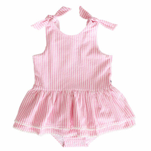 Caden Lane® | Tiered Skirt with White Pom Trim