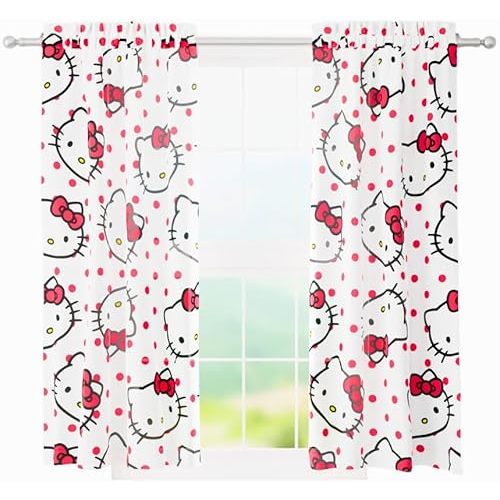 Franco Hello Kitty Kids Room Window Curtains Drapes Set, 82 in x 63 in, (Official Licensed Product)
