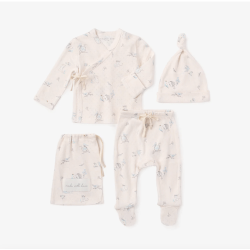 Meadow Mouse Printed Organic Cotton Pointelle Layette Set, 0-3mo or 3-6mo