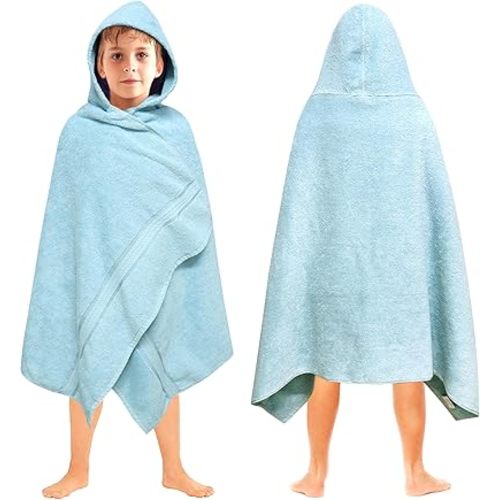 ORIGINAL KIDS Hooded Bath Towel Wrap - Ultra Soft 100% Cotton Terry Large Oversized Hooded Kids Towel - Toddler Big Kid Shower Pool Beach Towel - Absorbent Quick Dry Easy Care - 30 x 54 - Light Blue