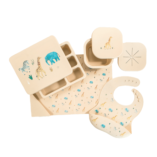 Silicone Mealtime Bundle Safari Warm Cream
– Austin Baby Collection