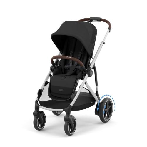 Cybex e-Gazelle S Electronic Assist Stroller – Gazelle S Single-to-Double Electric Stroller, Smart Assist, Rocking Mode, 20+ Configurations & Compact Fold, Moon Black with Silver Frame