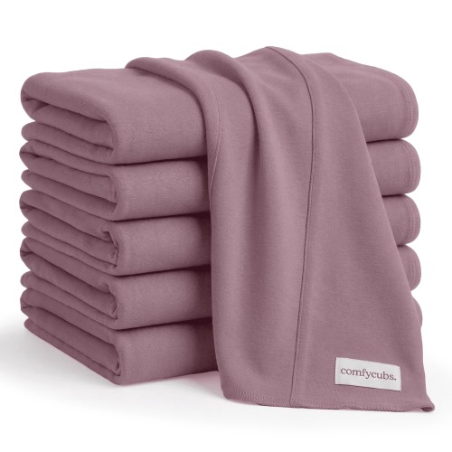Comfy Cubs 100% Cotton Absorbent Burp Cloths - Large, 6 Pack (Mulberry)