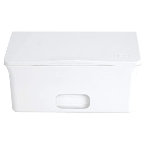 Ubbi Baby Wipes Dispenser | Baby Wipes Case | Baby Wipes Holder with Weighted Plate, Keeps Wipes Fresh and Non-Slip Rubber Feet, White - White Wipes Dispenser