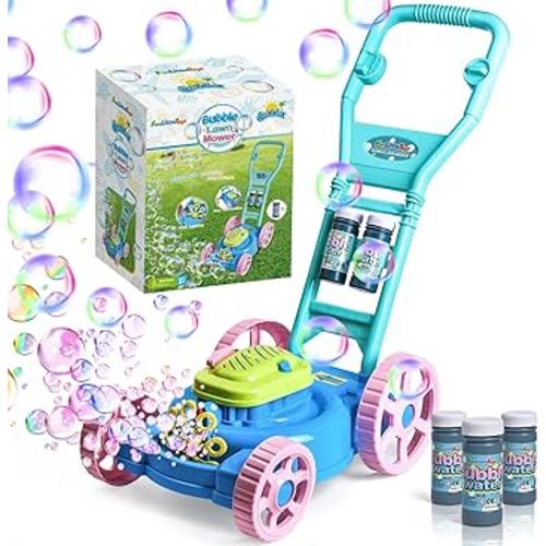 Bubble Lawn Mower for Toddlers 1-5, Automatic Bubble Mower Bubble Machine for Kids Outdoor Summer Backyard Toys, Bubble Blower Maker for Kids Party Favors, Wedding, Birthday Gifts