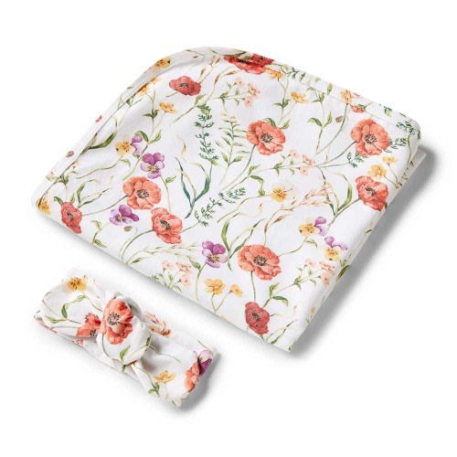 Snuggle Hunny Meadow Organic Jersey Wrap & Topknot Set