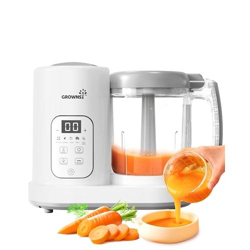 GROWNSY Baby Food Maker | Baby food Processor | All-in-One Baby Food Puree Blender Steamer Grinder Mills Machine Auto Cooking & Grinding with Self Cleans Touch Screen LCD Display, BPA Free