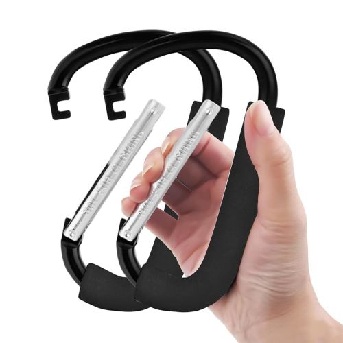 2 Pack Stroller Hooks, 6.3" Large Stroller Clip, Extra Large Carabiner, Big Carabiner Clip Heavy Duty, Universal Stroller Accessories for Mommy, Hang Shopping Bags, Purses, Diaper Bags, and Tools