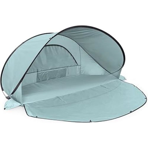 PICNIC TIME Manta Portable Beach Tent, Fully-Assembled Pop Up Tent, Beach Shade and Sun Shelter, Instant Outdoor Shade with Carrying Bag for Outdoors and UPF50+ UV Protection, (Light Blue)