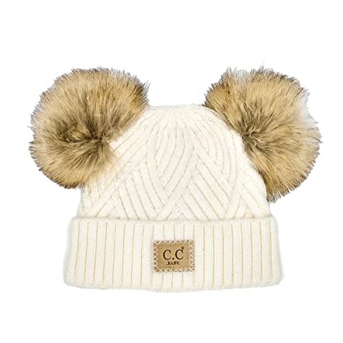 Funky Junque Exclusives Baby Infant Beanie Knit Warm Winter Pom Pom Skull Cap Hat