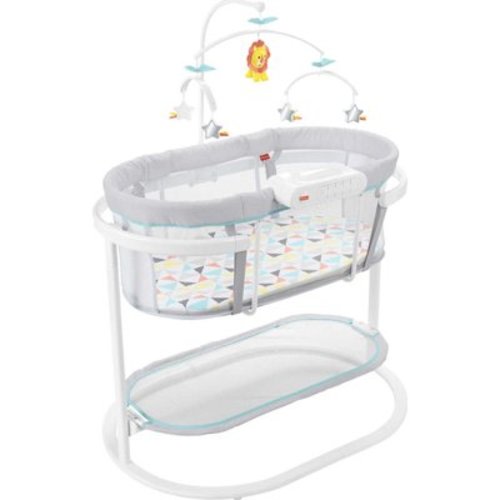Fisher-Price Soothing Motions Bassinet, Rocking Baby Bedside Sleeper Cradle with Lights, Music & Vibrations, Windmill
