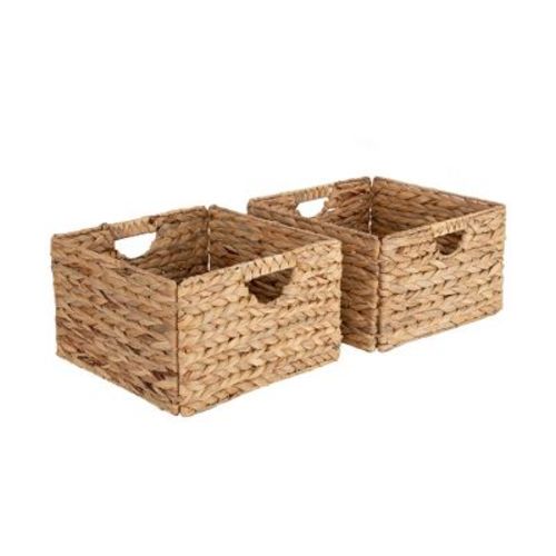 Seville Classics 2 pk 13.25" Natural Water Hyacinth Handwoven Storage Baskets