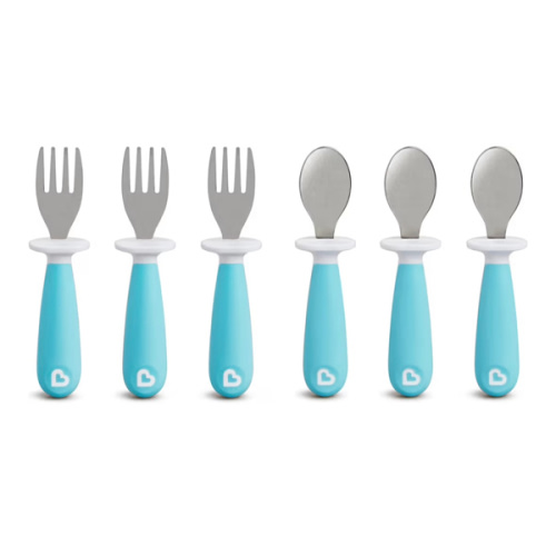 Amazon.com: Munchkin® Raise™ Toddler Fork and Spoon Utensil Set, Rest Keeps Tip Off Table, BPA Free, 6 Pack, Blue : Baby