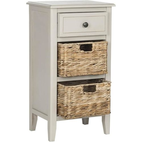 Safavieh Home Collection Everly Drawer Vintage Grey 1-Drawer 2 Removable Baskets Side Table