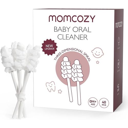 Momcozy Baby Tongue Cleaner Gauze, Baby Toothbrush Disposable Oral Cleaner, Toddler Tooth Brush for Tooth Mouth Gum Clean, Infant Toothbrush Oral Cleaning Stick, Baby Oral Cleaner Newborn, 40 Count